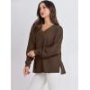 imageANRABESS Oversized Long Sleeve Shirts for Women Off the Shoulder Sweatshirt Loose V Neck Tunic Tops High Low Sweater 2024Deep Brown