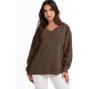 imageANRABESS Oversized Long Sleeve Shirts for Women Off the Shoulder Sweatshirt Loose V Neck Tunic Tops High Low Sweater 2024Deep Brown