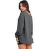 imageANRABESS Oversized Long Sleeve Shirts for Women Off the Shoulder Sweatshirt Loose V Neck Tunic Tops High Low Sweater 2024Deep Grey