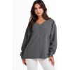 imageANRABESS Oversized Long Sleeve Shirts for Women Off the Shoulder Sweatshirt Loose V Neck Tunic Tops High Low Sweater 2024Deep Grey
