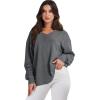 imageANRABESS Oversized Long Sleeve Shirts for Women Off the Shoulder Sweatshirt Loose V Neck Tunic Tops High Low Sweater 2024Deep Grey