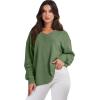 imageANRABESS Oversized Long Sleeve Shirts for Women Off the Shoulder Sweatshirt Loose V Neck Tunic Tops High Low Sweater 2024Green