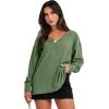 imageANRABESS Oversized Long Sleeve Shirts for Women Off the Shoulder Sweatshirt Loose V Neck Tunic Tops High Low Sweater 2024Green