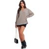 imageANRABESS Oversized Long Sleeve Shirts for Women Off the Shoulder Sweatshirt Loose V Neck Tunic Tops High Low Sweater 2024Grey Apricot