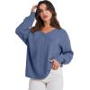 imageANRABESS Oversized Long Sleeve Shirts for Women Off the Shoulder Sweatshirt Loose V Neck Tunic Tops High Low Sweater 2024Grey Blue