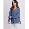 imageANRABESS Oversized Long Sleeve Shirts for Women Off the Shoulder Sweatshirt Loose V Neck Tunic Tops High Low Sweater 2024Grey Blue
