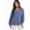 imageANRABESS Oversized Long Sleeve Shirts for Women Off the Shoulder Sweatshirt Loose V Neck Tunic Tops High Low Sweater 2024Grey Blue