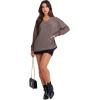 imageANRABESS Oversized Long Sleeve Shirts for Women Off the Shoulder Sweatshirt Loose V Neck Tunic Tops High Low Sweater 2024Light Brown