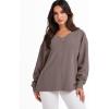imageANRABESS Oversized Long Sleeve Shirts for Women Off the Shoulder Sweatshirt Loose V Neck Tunic Tops High Low Sweater 2024Light Brown