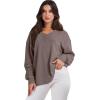 imageANRABESS Oversized Long Sleeve Shirts for Women Off the Shoulder Sweatshirt Loose V Neck Tunic Tops High Low Sweater 2024Light Brown