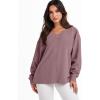 imageANRABESS Oversized Long Sleeve Shirts for Women Off the Shoulder Sweatshirt Loose V Neck Tunic Tops High Low Sweater 2024Light Purple