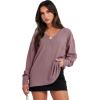 imageANRABESS Oversized Long Sleeve Shirts for Women Off the Shoulder Sweatshirt Loose V Neck Tunic Tops High Low Sweater 2024Light Purple