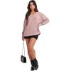 imageANRABESS Oversized Long Sleeve Shirts for Women Off the Shoulder Sweatshirt Loose V Neck Tunic Tops High Low Sweater 2024Pink