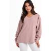 imageANRABESS Oversized Long Sleeve Shirts for Women Off the Shoulder Sweatshirt Loose V Neck Tunic Tops High Low Sweater 2024Pink