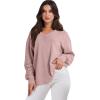 imageANRABESS Oversized Long Sleeve Shirts for Women Off the Shoulder Sweatshirt Loose V Neck Tunic Tops High Low Sweater 2024Pink