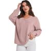imageANRABESS Oversized Long Sleeve Shirts for Women Off the Shoulder Sweatshirt Loose V Neck Tunic Tops High Low Sweater 2024Pink