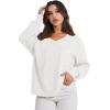 imageANRABESS Oversized Long Sleeve Shirts for Women Off the Shoulder Sweatshirt Loose V Neck Tunic Tops High Low Sweater 2024White