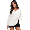 imageANRABESS Oversized Long Sleeve Shirts for Women Off the Shoulder Sweatshirt Loose V Neck Tunic Tops High Low Sweater 2024White