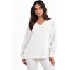 imageANRABESS Oversized Long Sleeve Shirts for Women Off the Shoulder Sweatshirt Loose V Neck Tunic Tops High Low Sweater 2024White
