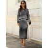 imageANRABESS Women 2 Piece Outfits Striped Sweater Skirt Sets 2025 Fall Casual Long Sleeve Pullover Top Lounge Travel Midi DressWhite Black