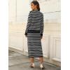 imageANRABESS Women 2 Piece Outfits Striped Sweater Skirt Sets 2025 Fall Casual Long Sleeve Pullover Top Lounge Travel Midi DressWhite Black