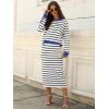 imageANRABESS Women 2 Piece Outfits Striped Sweater Skirt Sets 2025 Fall Casual Long Sleeve Pullover Top Lounge Travel Midi DressWhite Black Blue