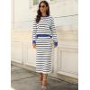 imageANRABESS Women 2 Piece Outfits Striped Sweater Skirt Sets 2025 Fall Casual Long Sleeve Pullover Top Lounge Travel Midi DressWhite Black Blue