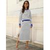 imageANRABESS Women 2 Piece Outfits Striped Sweater Skirt Sets 2025 Fall Casual Long Sleeve Pullover Top Lounge Travel Midi DressWhite Black Blue