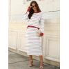 imageANRABESS Women 2 Piece Outfits Striped Sweater Skirt Sets 2025 Fall Casual Long Sleeve Pullover Top Lounge Travel Midi DressWhite Grey Red
