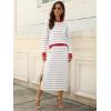 imageANRABESS Women 2 Piece Outfits Striped Sweater Skirt Sets 2025 Fall Casual Long Sleeve Pullover Top Lounge Travel Midi DressWhite Grey Red