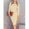 imageANRABESS Women Long Sleeve Turtleneck Slim Fit Ribbed Knit Slit Cocktail Party Sweater Midi Dress 2024 Trendy Fall OutfitsApricot