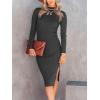 imageANRABESS Women Long Sleeve Turtleneck Slim Fit Ribbed Knit Slit Cocktail Party Sweater Midi Dress 2024 Trendy Fall OutfitsBlack