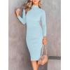 imageANRABESS Women Long Sleeve Turtleneck Slim Fit Ribbed Knit Slit Cocktail Party Sweater Midi Dress 2024 Trendy Fall OutfitsBlue