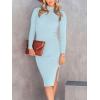 imageANRABESS Women Long Sleeve Turtleneck Slim Fit Ribbed Knit Slit Cocktail Party Sweater Midi Dress 2024 Trendy Fall OutfitsBlue