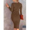 imageANRABESS Women Long Sleeve Turtleneck Slim Fit Ribbed Knit Slit Cocktail Party Sweater Midi Dress 2024 Trendy Fall OutfitsBrown