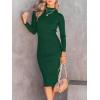 imageANRABESS Women Long Sleeve Turtleneck Slim Fit Ribbed Knit Slit Cocktail Party Sweater Midi Dress 2024 Trendy Fall OutfitsDark Green