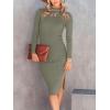 imageANRABESS Women Long Sleeve Turtleneck Slim Fit Ribbed Knit Slit Cocktail Party Sweater Midi Dress 2024 Trendy Fall OutfitsGreen