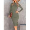 imageANRABESS Women Long Sleeve Turtleneck Slim Fit Ribbed Knit Slit Cocktail Party Sweater Midi Dress 2024 Trendy Fall OutfitsGreen