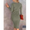imageANRABESS Women Long Sleeve Turtleneck Slim Fit Ribbed Knit Slit Cocktail Party Sweater Midi Dress 2024 Trendy Fall OutfitsGreen