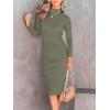 imageANRABESS Women Long Sleeve Turtleneck Slim Fit Ribbed Knit Slit Cocktail Party Sweater Midi Dress 2024 Trendy Fall OutfitsGreen