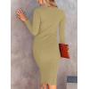 imageANRABESS Women Long Sleeve Turtleneck Slim Fit Ribbed Knit Slit Cocktail Party Sweater Midi Dress 2024 Trendy Fall OutfitsKahki