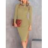 imageANRABESS Women Long Sleeve Turtleneck Slim Fit Ribbed Knit Slit Cocktail Party Sweater Midi Dress 2024 Trendy Fall OutfitsKahki