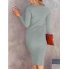 imageANRABESS Women Long Sleeve Turtleneck Slim Fit Ribbed Knit Slit Cocktail Party Sweater Midi Dress 2024 Trendy Fall OutfitsLight Gray