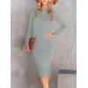imageANRABESS Women Long Sleeve Turtleneck Slim Fit Ribbed Knit Slit Cocktail Party Sweater Midi Dress 2024 Trendy Fall OutfitsLight Gray