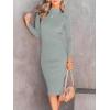 imageANRABESS Women Long Sleeve Turtleneck Slim Fit Ribbed Knit Slit Cocktail Party Sweater Midi Dress 2024 Trendy Fall OutfitsLight Gray