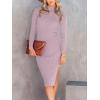 imageANRABESS Women Long Sleeve Turtleneck Slim Fit Ribbed Knit Slit Cocktail Party Sweater Midi Dress 2024 Trendy Fall OutfitsLight Purple