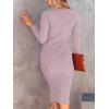 imageANRABESS Women Long Sleeve Turtleneck Slim Fit Ribbed Knit Slit Cocktail Party Sweater Midi Dress 2024 Trendy Fall OutfitsLight Purple