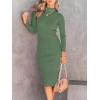 imageANRABESS Women Long Sleeve Turtleneck Slim Fit Ribbed Knit Slit Cocktail Party Sweater Midi Dress 2024 Trendy Fall OutfitsOlive