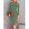 imageANRABESS Women Long Sleeve Turtleneck Slim Fit Ribbed Knit Slit Cocktail Party Sweater Midi Dress 2024 Trendy Fall OutfitsOlive