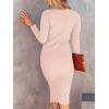 imageANRABESS Women Long Sleeve Turtleneck Slim Fit Ribbed Knit Slit Cocktail Party Sweater Midi Dress 2024 Trendy Fall OutfitsPink